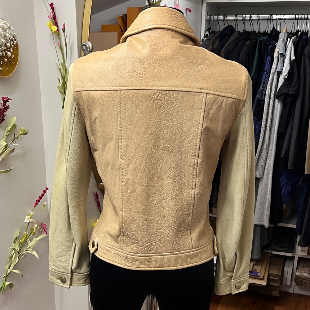 Theory Beige Leather Jacket - Picture 4 of 10